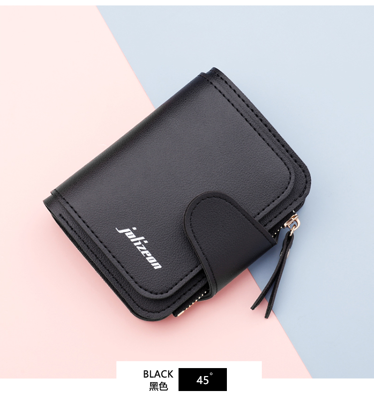 レディース二つ折り財布 コンパクト多機能二つ折り財布ファスナー付き小銭入れ