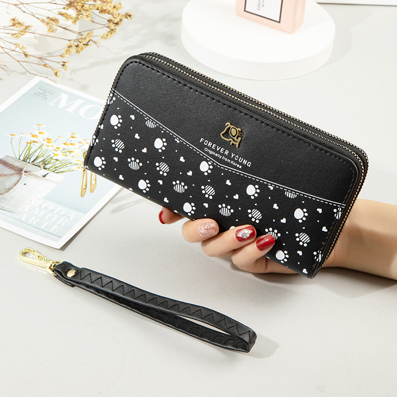 レディース二つ折り財布 可愛い肉球柄二つ折り財布