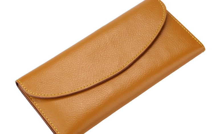 レディース二つ折り財布 上質レザー薄型二つ折り長財布