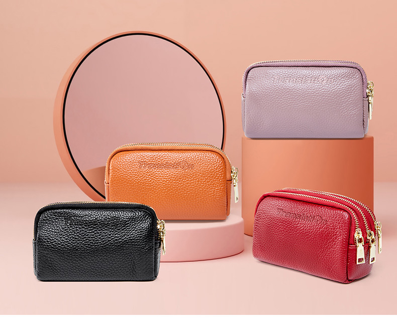 レディース二つ折り財布 多機能収納本革二つ折りミニ財布