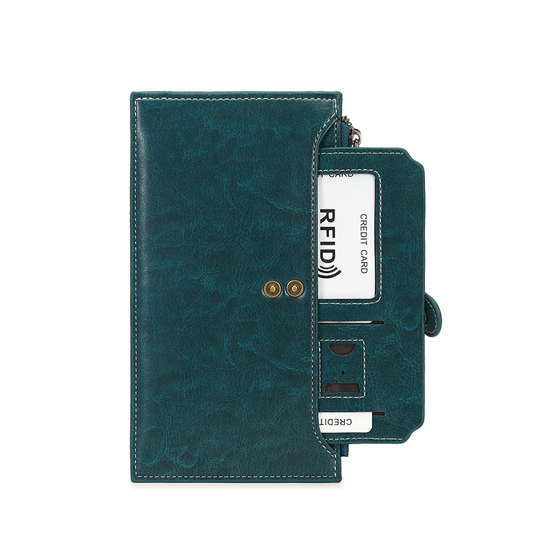 レディース二つ折り財布 多機能カードホルダー付きジッパー式二つ折り財布