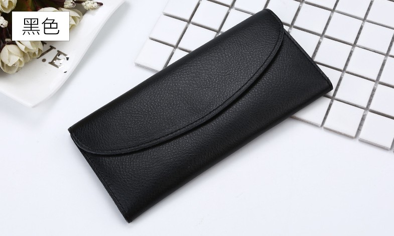 レディース二つ折り財布 本革薄型封筒式二つ折り財布