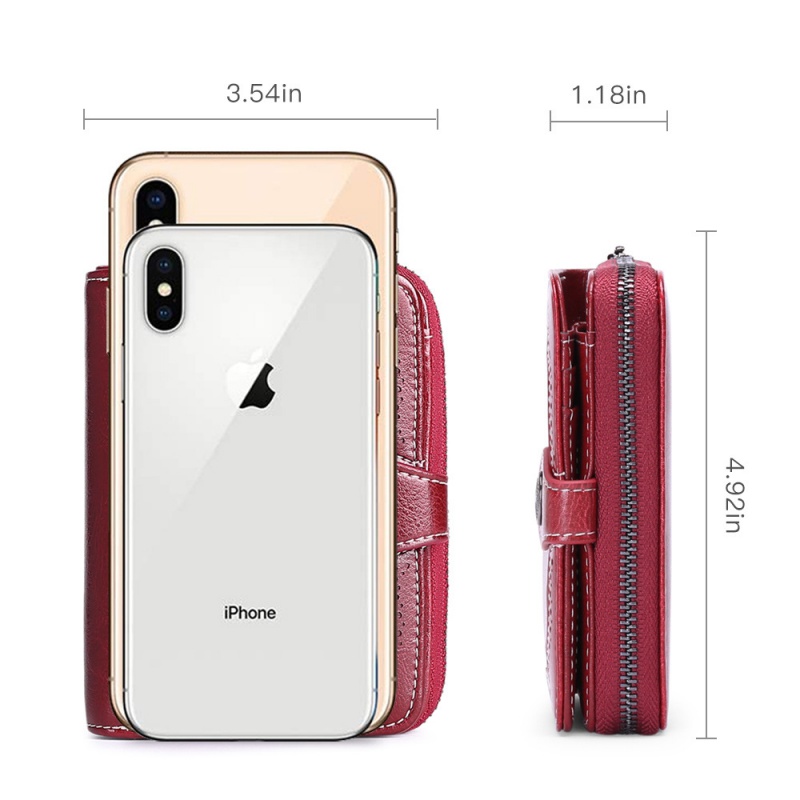 レディース二つ折り財布 ステッチ装飾本革二つ折り財布