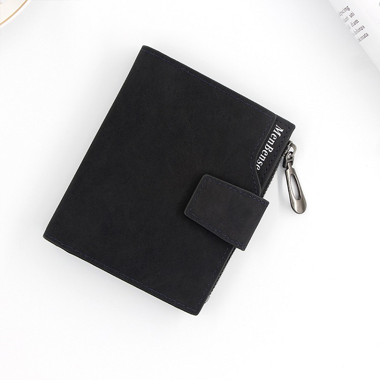 レディース二つ折り財布 ベルト留め具付き上質素材レディース二つ折り財布