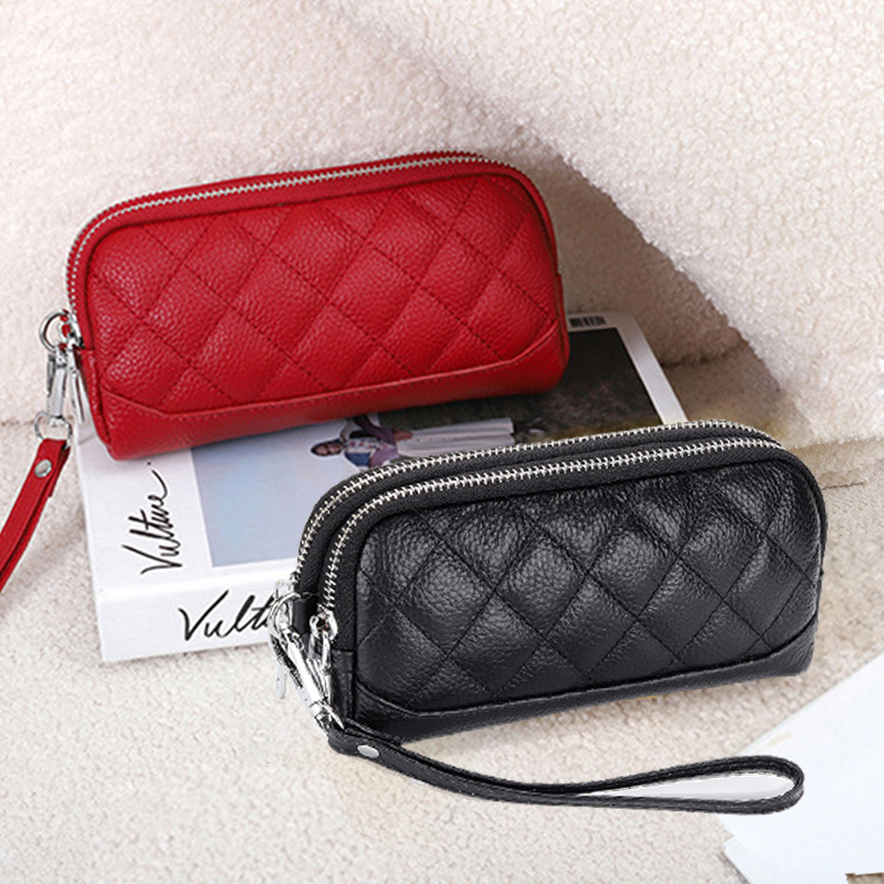 レディース二つ折り財布 キルティング柄本革レディース二つ折り財布