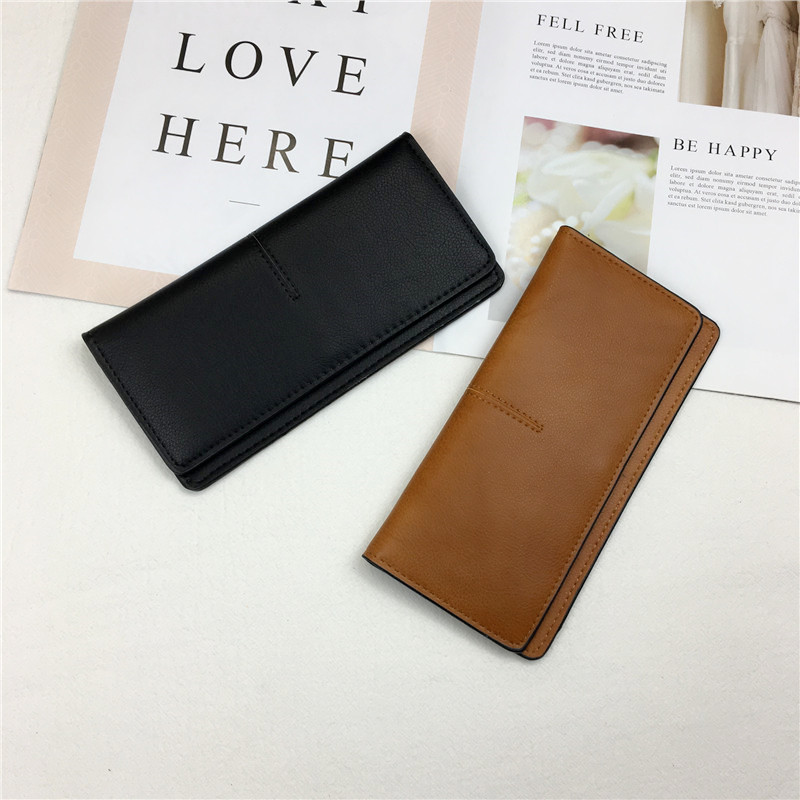 レディース二つ折り財布 シンプルデザイン本革レディース二つ折り長財布