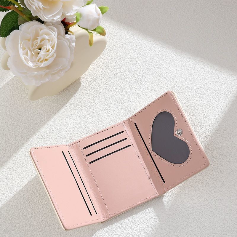 レディース二つ折り財布 猫モチーフ刺繍入り二つ折りコンパクト財布