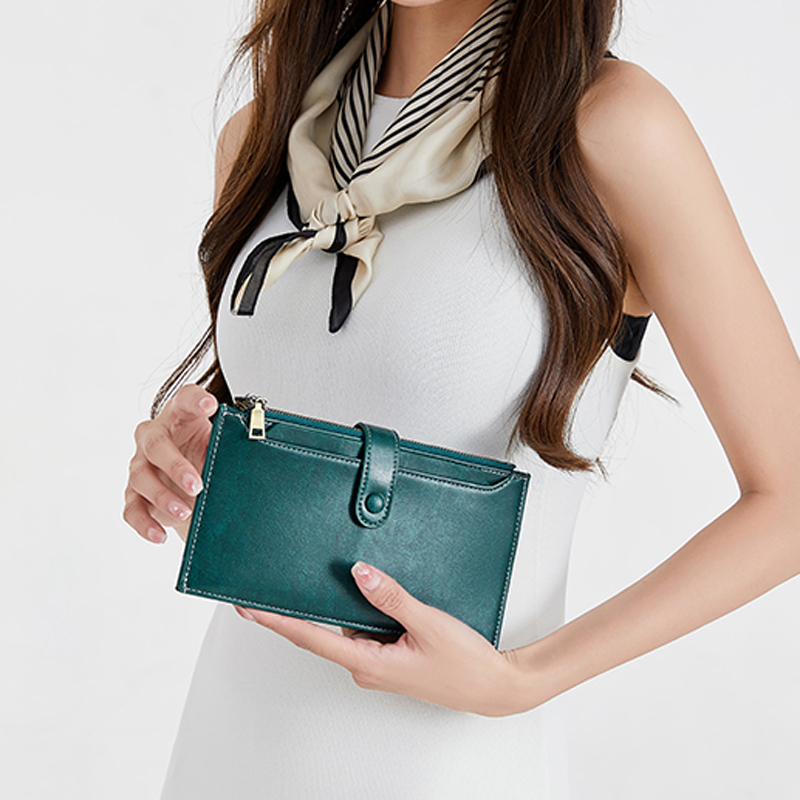 レディース二つ折り財布 多機能カードホルダー付きジッパー式二つ折り財布