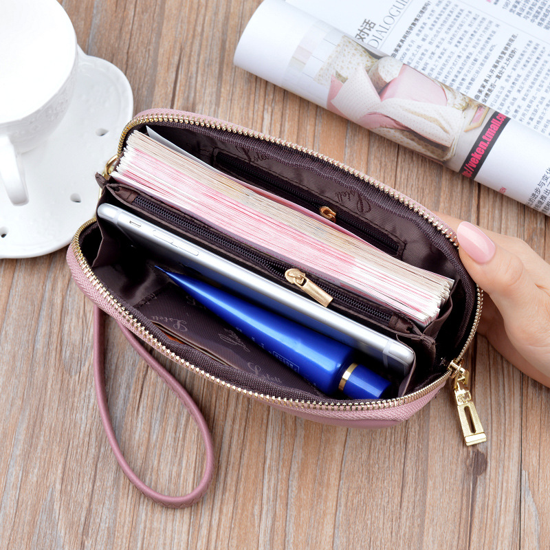 レディース二つ折り財布 リーフ刺繍入り上質合成皮革長財布