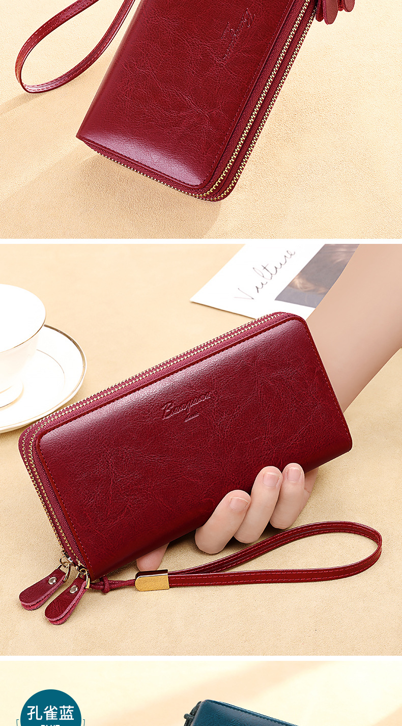 レディース二つ折り財布 上品な本革仕上げ手持ち二つ折り長財布