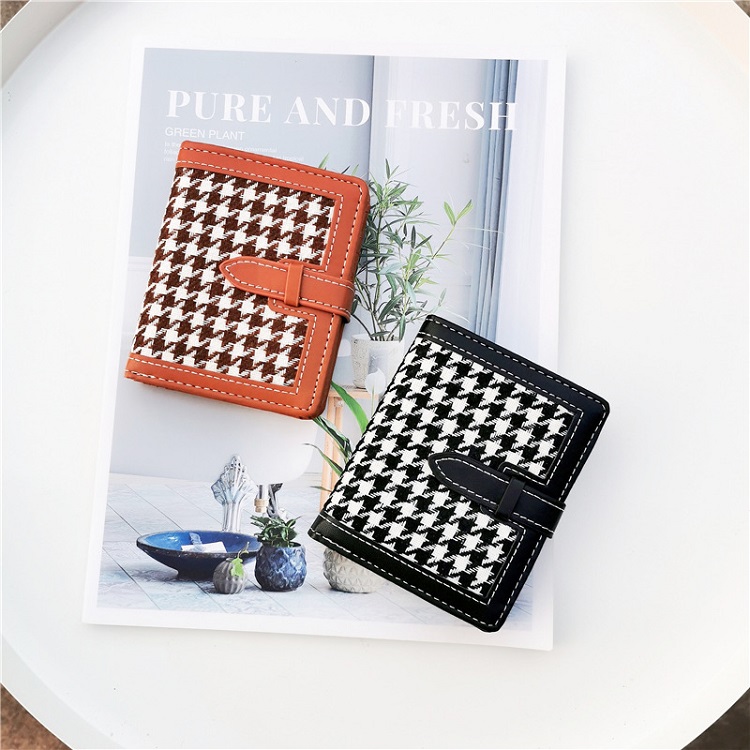 レディース二つ折り財布 千鳥格子柄がおしゃれな二つ折りミニ財布