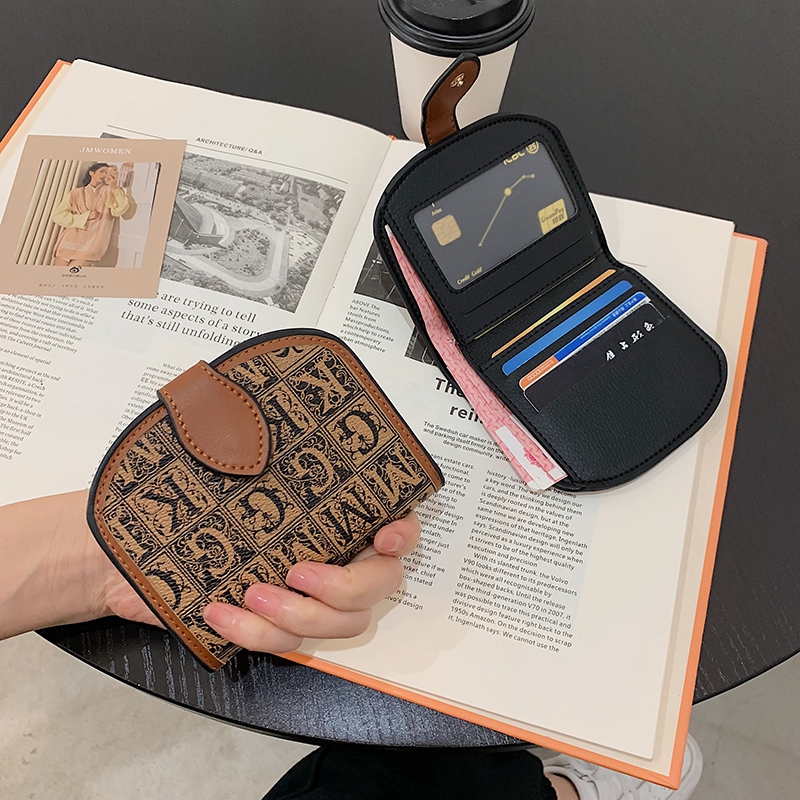 レディース二つ折り財布 クラシカル装飾模様型押し二つ折り財布