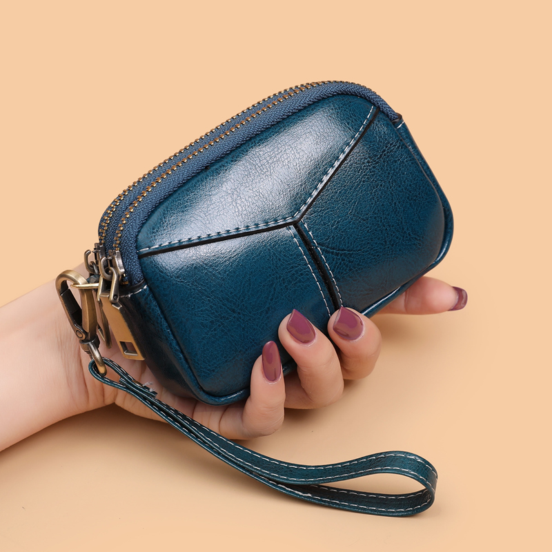 レディース二つ折り財布 本革仕立て多機能ラウンドファスナー小銭入れ付き財布