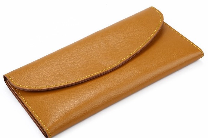 レディース二つ折り財布 本革薄型封筒式二つ折り財布