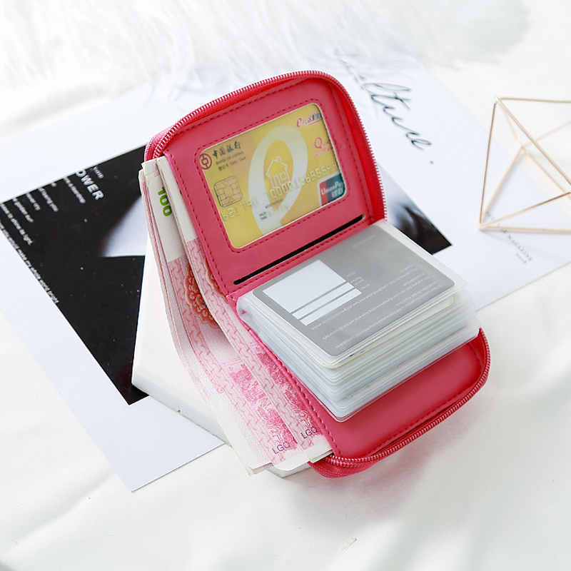 レディース二つ折り財布 多機能カードケース付きジップ式二つ折り財布