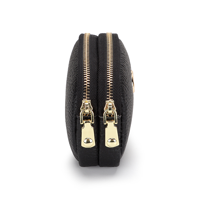 レディース二つ折り財布 上質な型押し合成皮革のコンパクト二つ折り財布