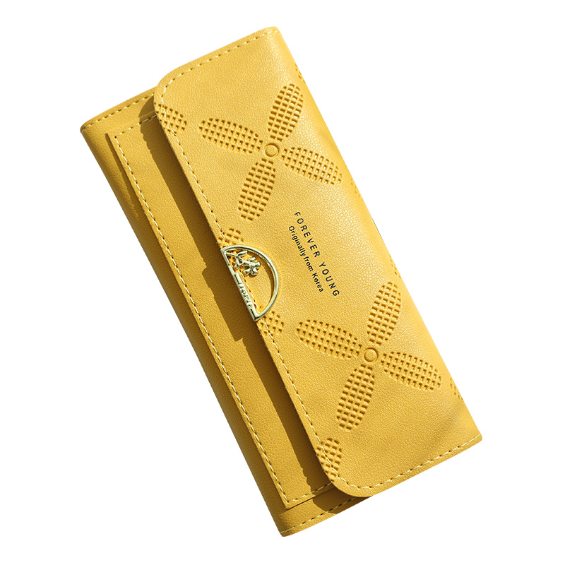 レディース二つ折り財布 花柄パンチング加工レディース二つ折り財布