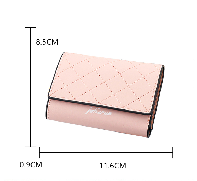 レディース二つ折り財布 キルティング模様付きコンパクト二つ折り財布