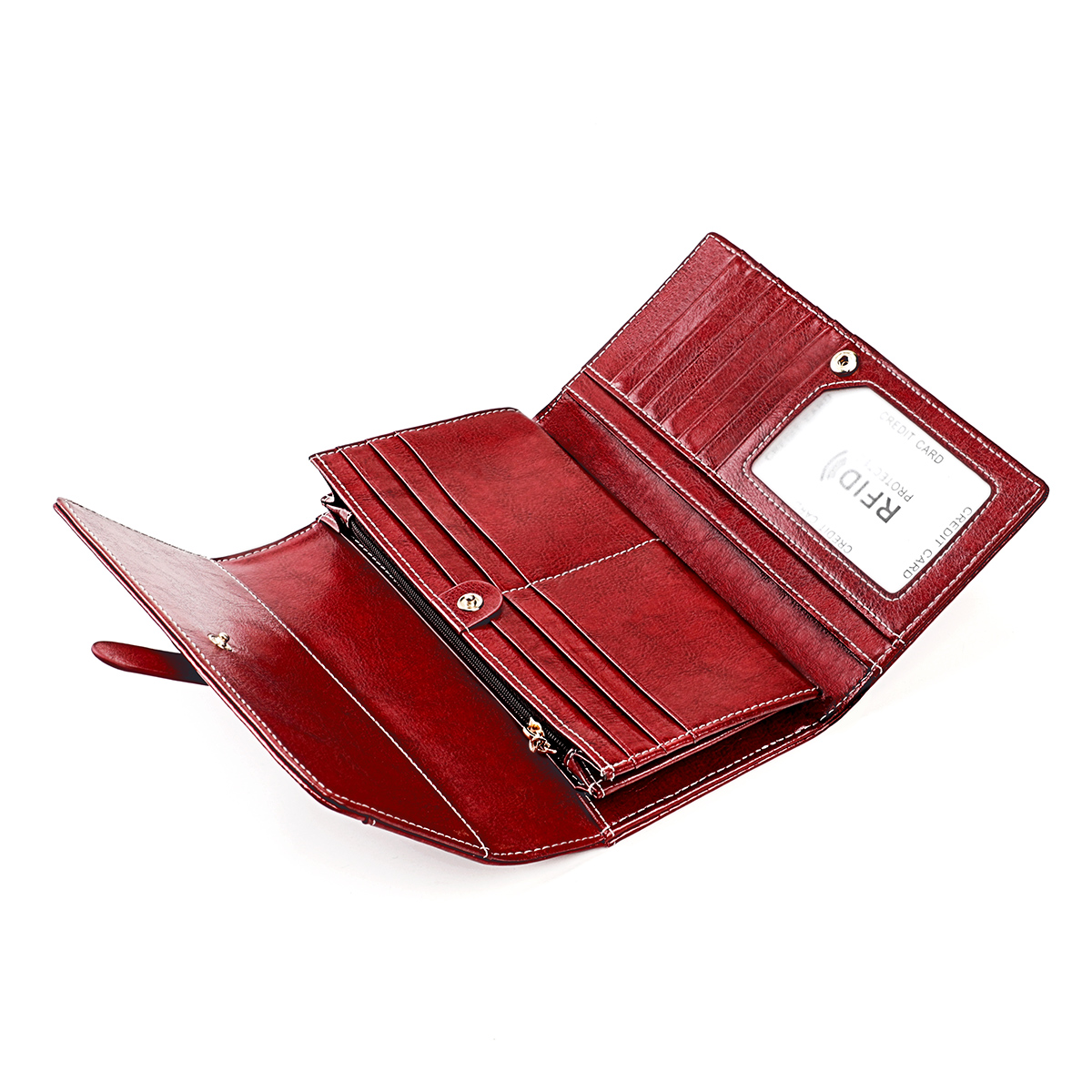 レディース二つ折り財布 上質本革ベルトデザイン二つ折り財布