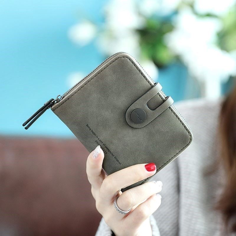 レディース二つ折り財布 上質スエード調コンパクト二つ折り財布