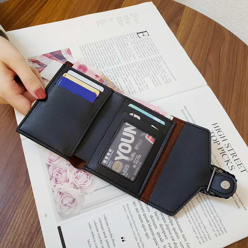 レディース二つ折り財布 蛇腹金具付きレザー二つ折り財布