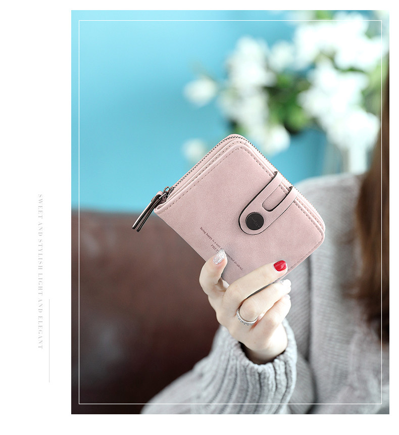 レディース二つ折り財布 上質スエード調コンパクト二つ折り財布