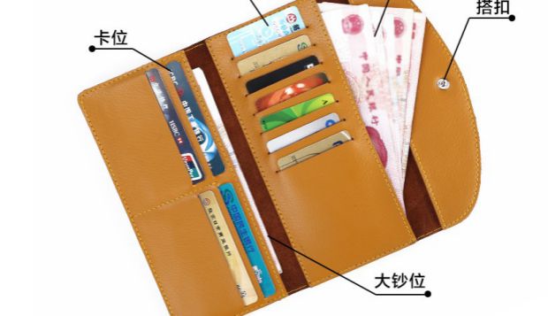 レディース二つ折り財布 本革薄型封筒式二つ折り財布