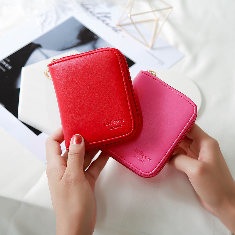 レディース二つ折り財布 多機能カードケース付きジップ式二つ折り財布