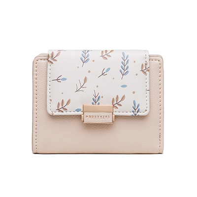 レディース二つ折り財布 小枝柄ボタニカル刺繍の可愛らしいミニ財布