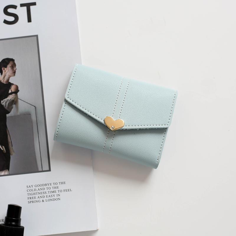 レディース二つ折り財布 ハート金具付きコンパクト二つ折り財布