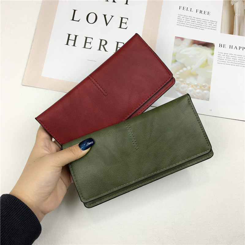 レディース二つ折り財布 シンプルデザイン本革レディース二つ折り長財布