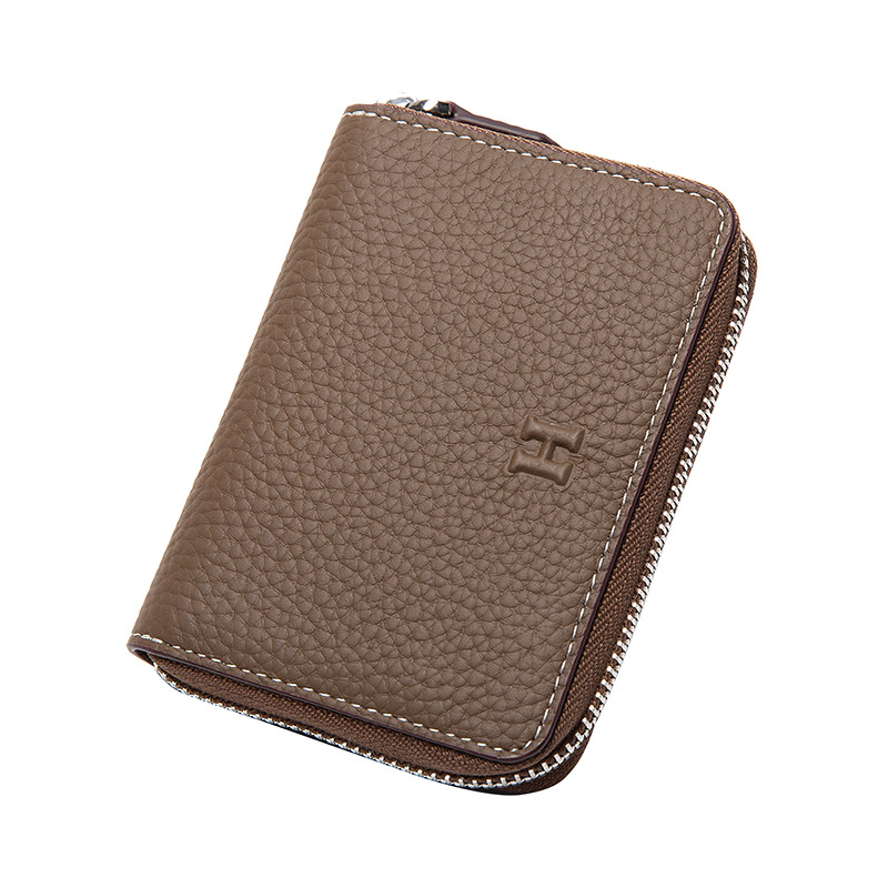 レディース二つ折り財布 型押しレザー ラウンドファスナー二つ折り財布