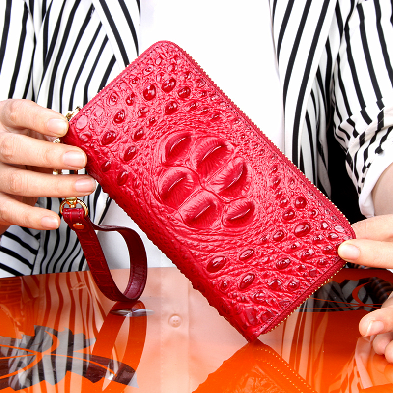 レディース二つ折り財布 本革鰐革調型押しレディース二つ折り財布