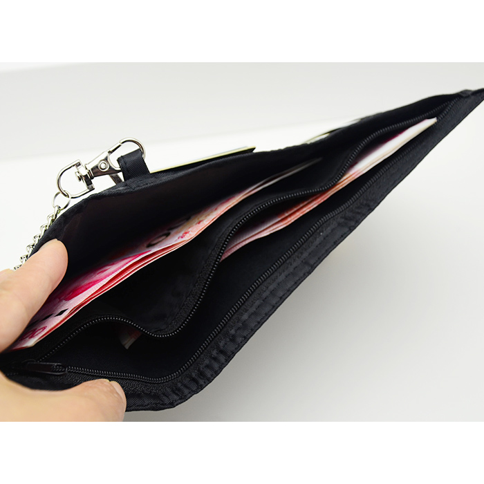 レディース二つ折り財布 多機能ファスナー付きナイロン二つ折り財布