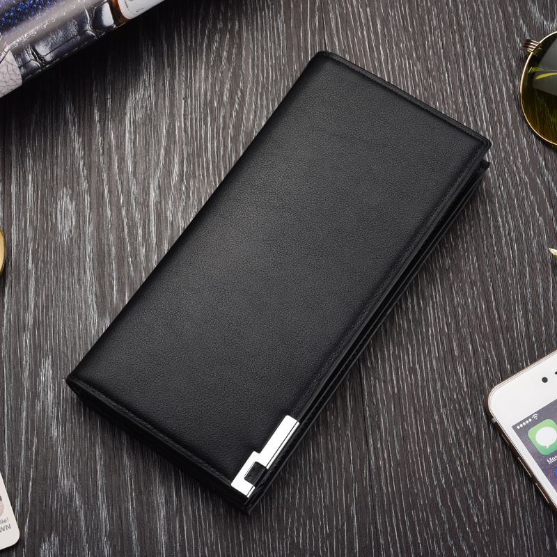 レディース二つ折り財布 金属装飾付きスリムレザー二つ折り長財布