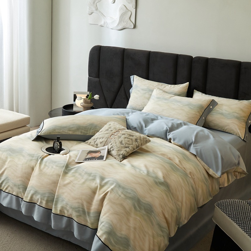 布団カバー セット 雲海模様配色切替え高級感布団カバーセット