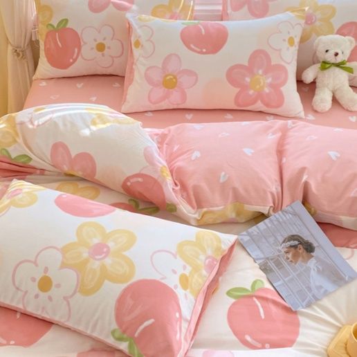 布団カバー 花とハート柄の優しい寝具セット