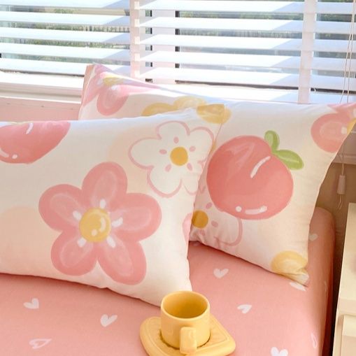 布団カバー 花とハート柄の優しい寝具セット