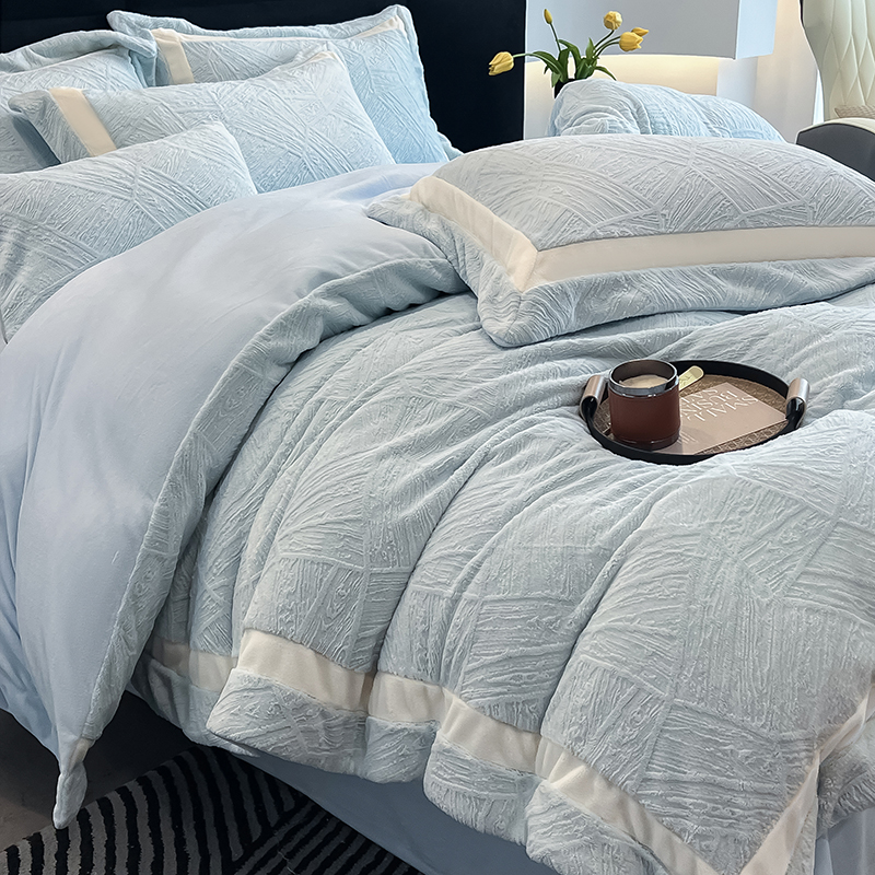 布団カバー セット 上品な刺繍模様とライン装飾布団カバーセット