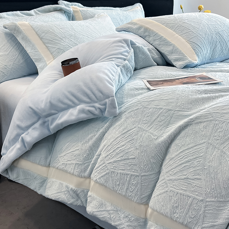 布団カバー セット 上品な刺繍模様とライン装飾布団カバーセット