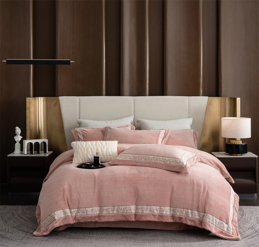 布団カバー セット 花柄刺繍ボーダー高級布団カバーセット