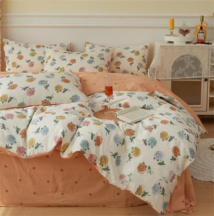 布団カバー シーツ 花柄シーツ四点組 綿素材布団カバー 可愛い小花柄