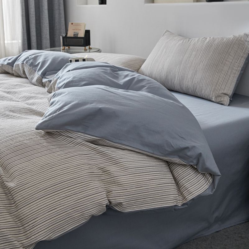 布団カバー セット 北欧風ストライプ柄リバーシブル布団カバーセット