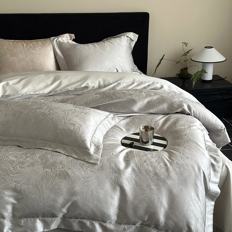 布団カバー セット 熱帯植物柄高級シルク調布団カバーセット