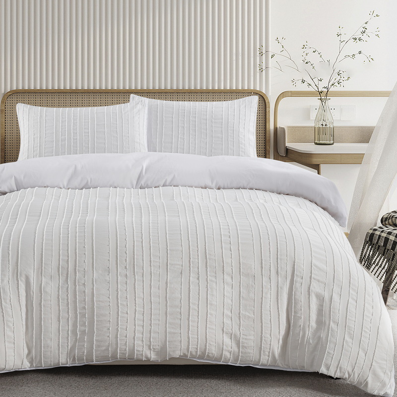 布団カバー セット 縦しま模様刺繍入り高級布団カバーセット