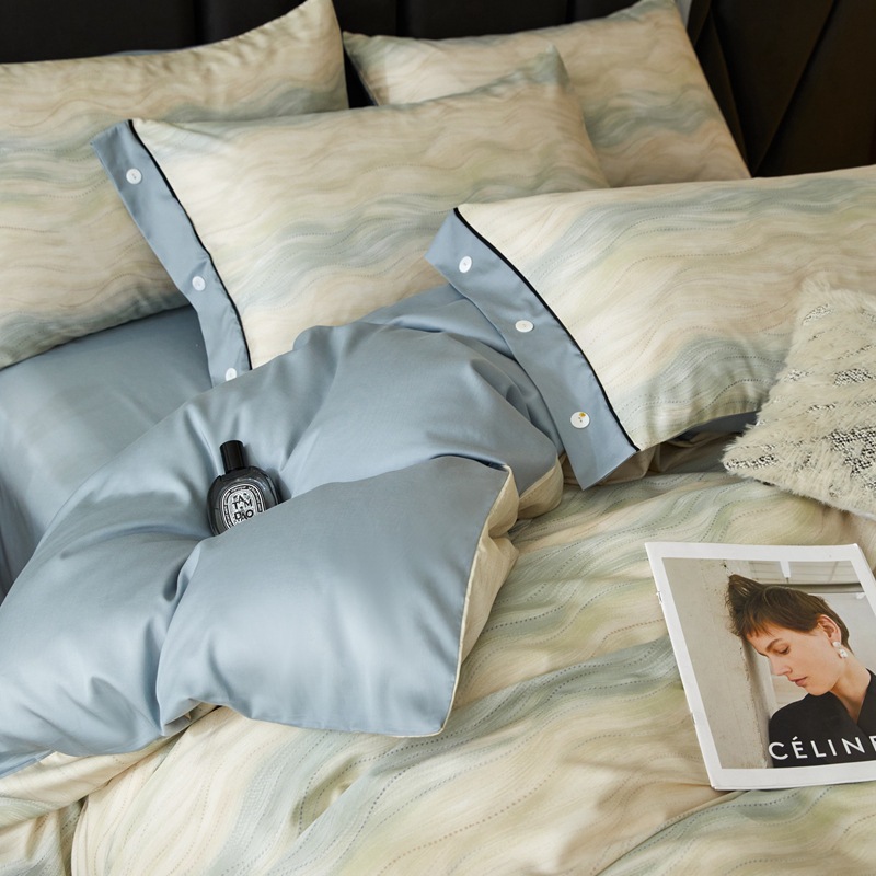 布団カバー セット 雲海模様配色切替え高級感布団カバーセット