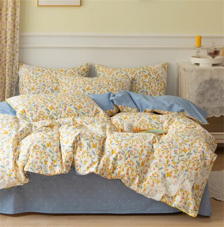 布団カバー シーツ 花柄シーツ四点組 綿素材布団カバー 可愛い小花柄