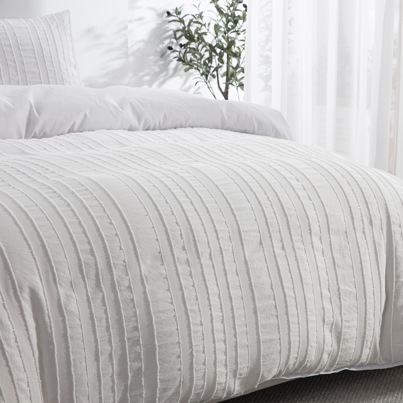 布団カバー セット 縦しま模様刺繍入り高級布団カバーセット