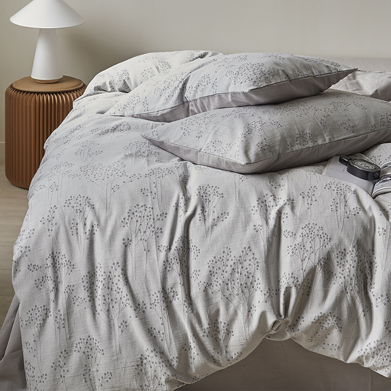 布団カバー セット 野の花模様コットンリネン布団カバーセット