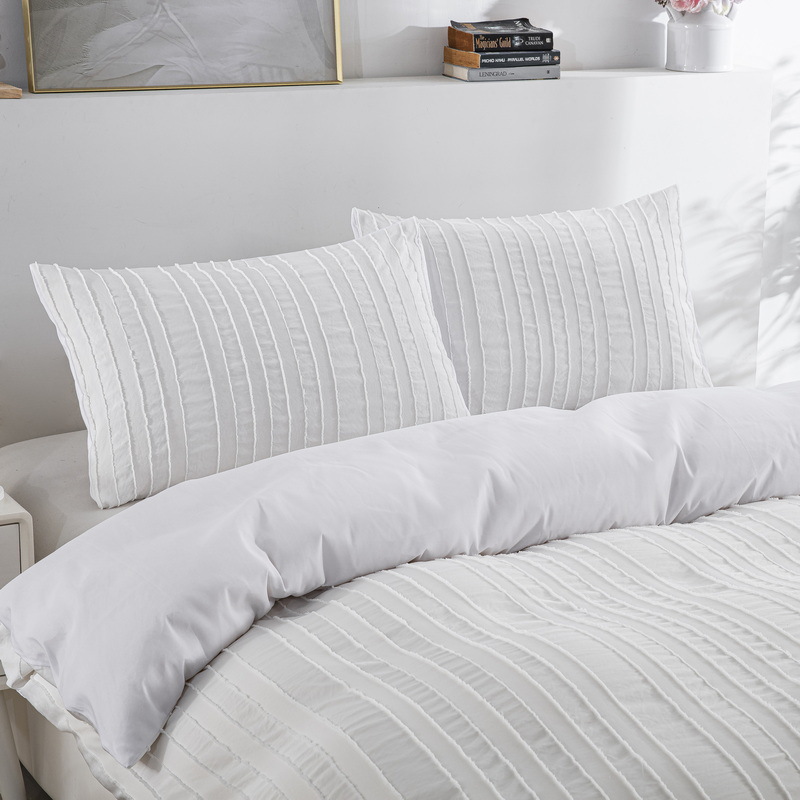 布団カバー セット 縦しま模様刺繍入り高級布団カバーセット